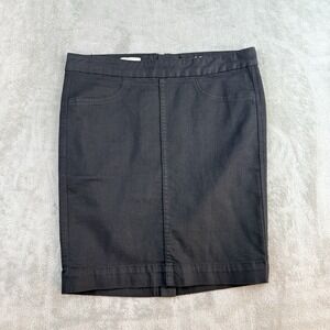 Gap 1969 Mini Pencil Skirt Womens 28/6 Black Denim Full Zip Back Stretch